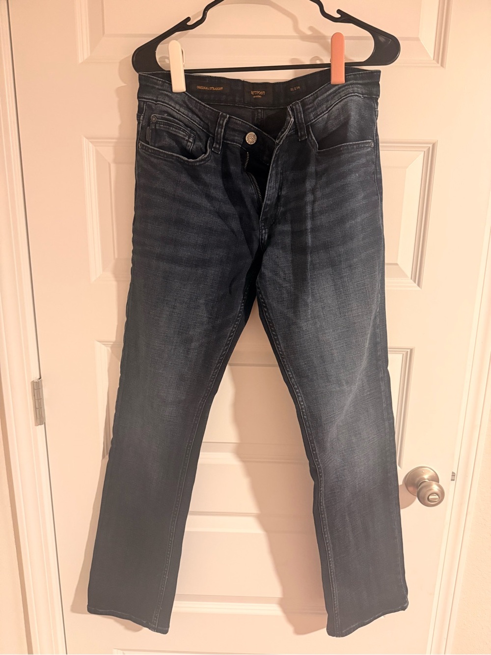 Men's Straight Jeans in Dark Blue with Subtle Wash